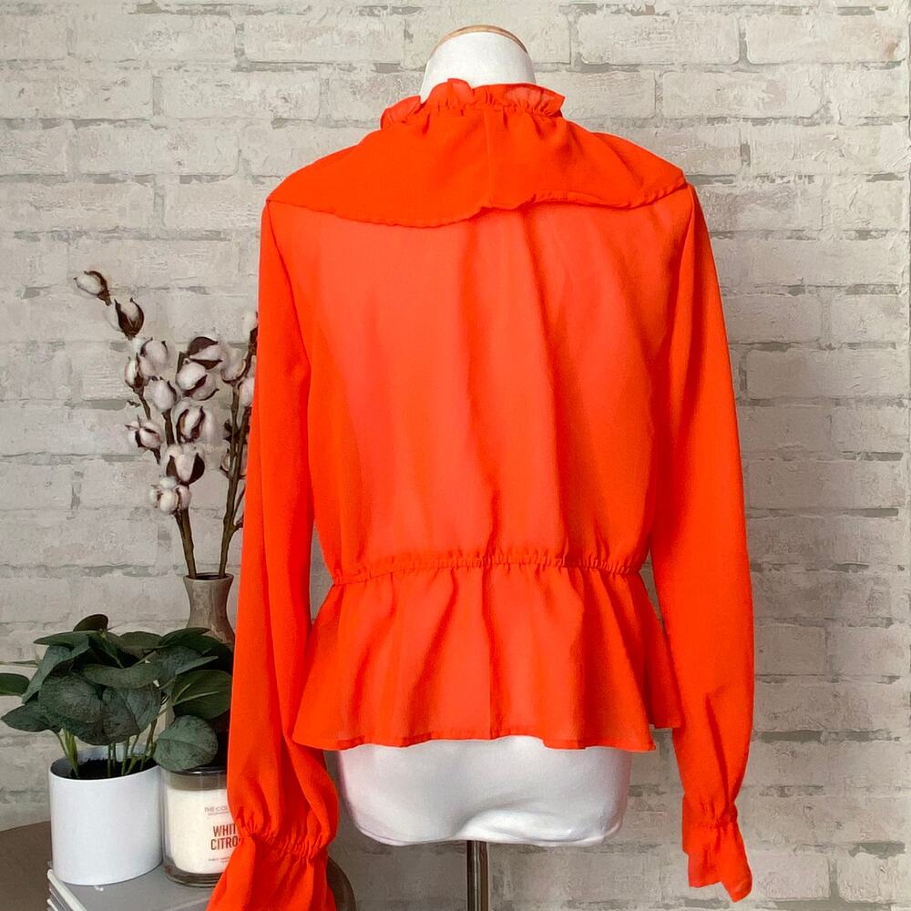 ASOS | Orange Open Front Ruffle Blouse - Picture 4 of 6
